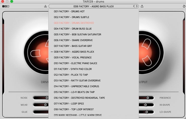 affichage presets vst baby audio taip